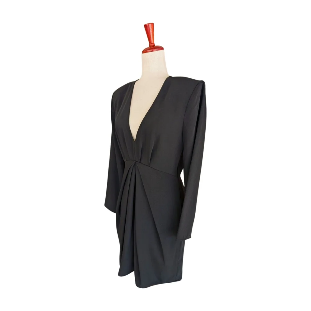 NWT THE KOOPLES Black Glam V-Neck Mini Dress‎ Size FR2/US6